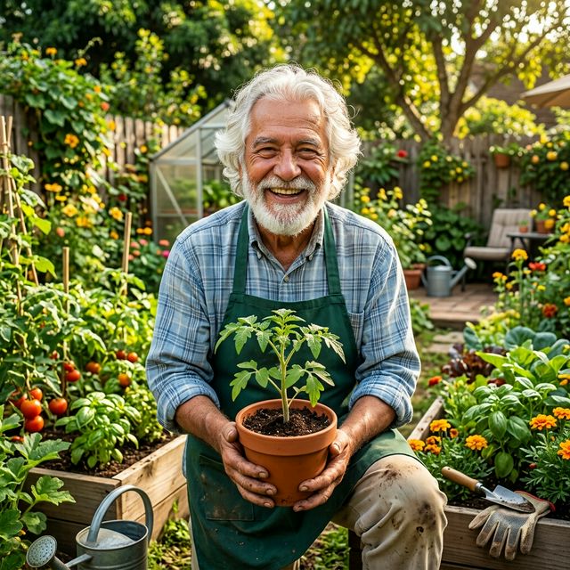 Adulto mayor activo y feliz